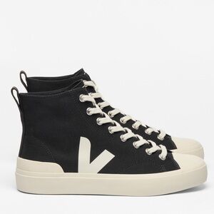 Veja Black and Cream High-Top Sneakers